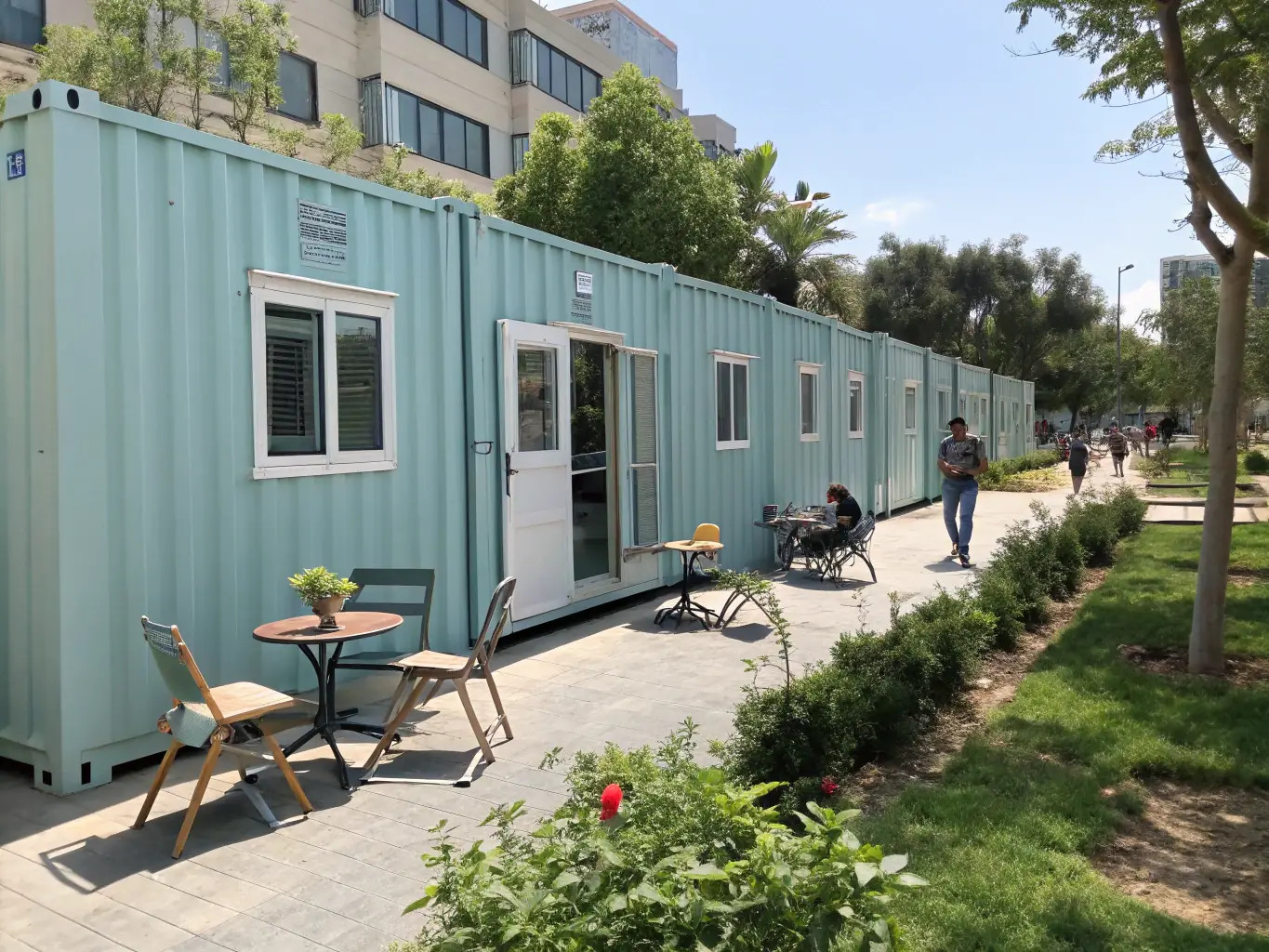 Containers used as temporary housing, showcasing housing solutions.